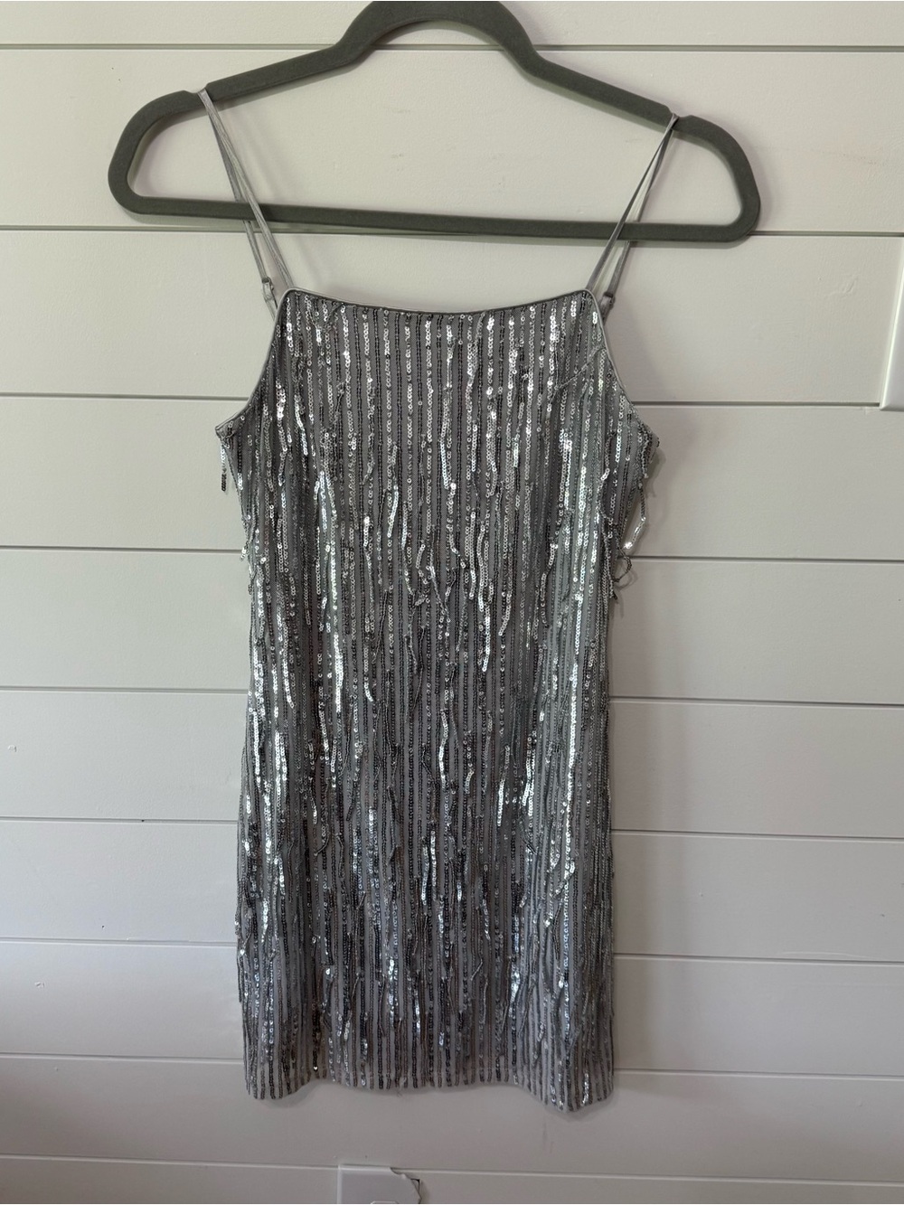 Trixxi silver sequin fringe mini dress